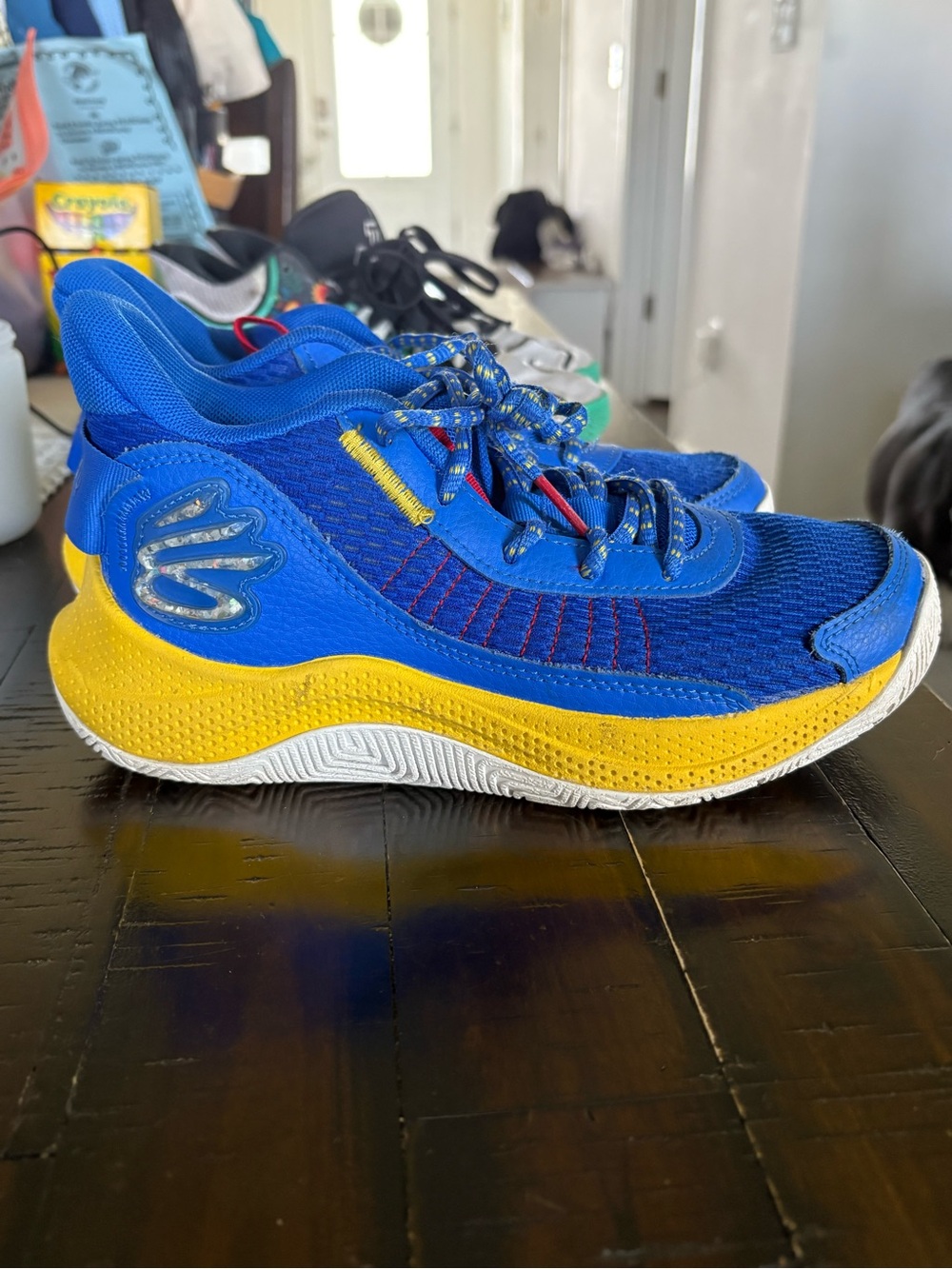 Steph Curry Under Armour Kids Blue and Yellow Athletic Sneakers